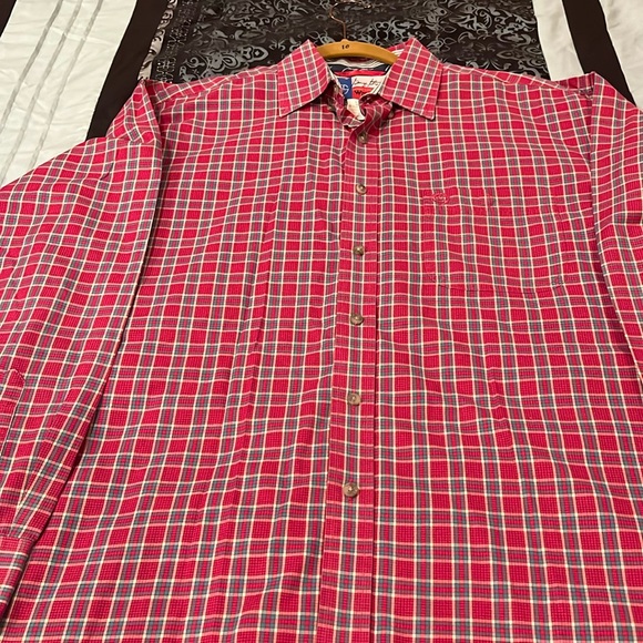 Wrangler George Strait Pink Blue Plaid Long Sleeved Western Shirt Large - Picture 6 of 8